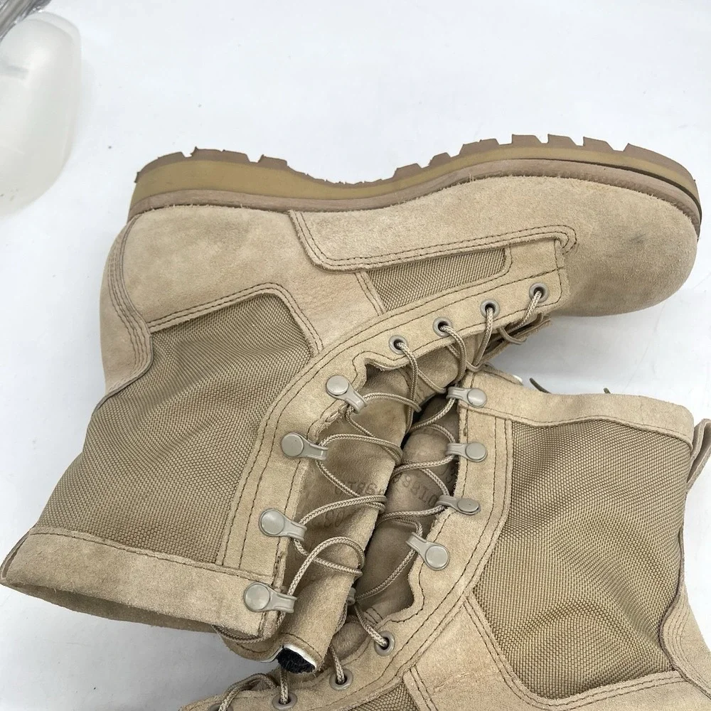 Wellco Hot Weather Desert Combat Boots Mens 11.5 Beige Lace Up Outdoor Suede
